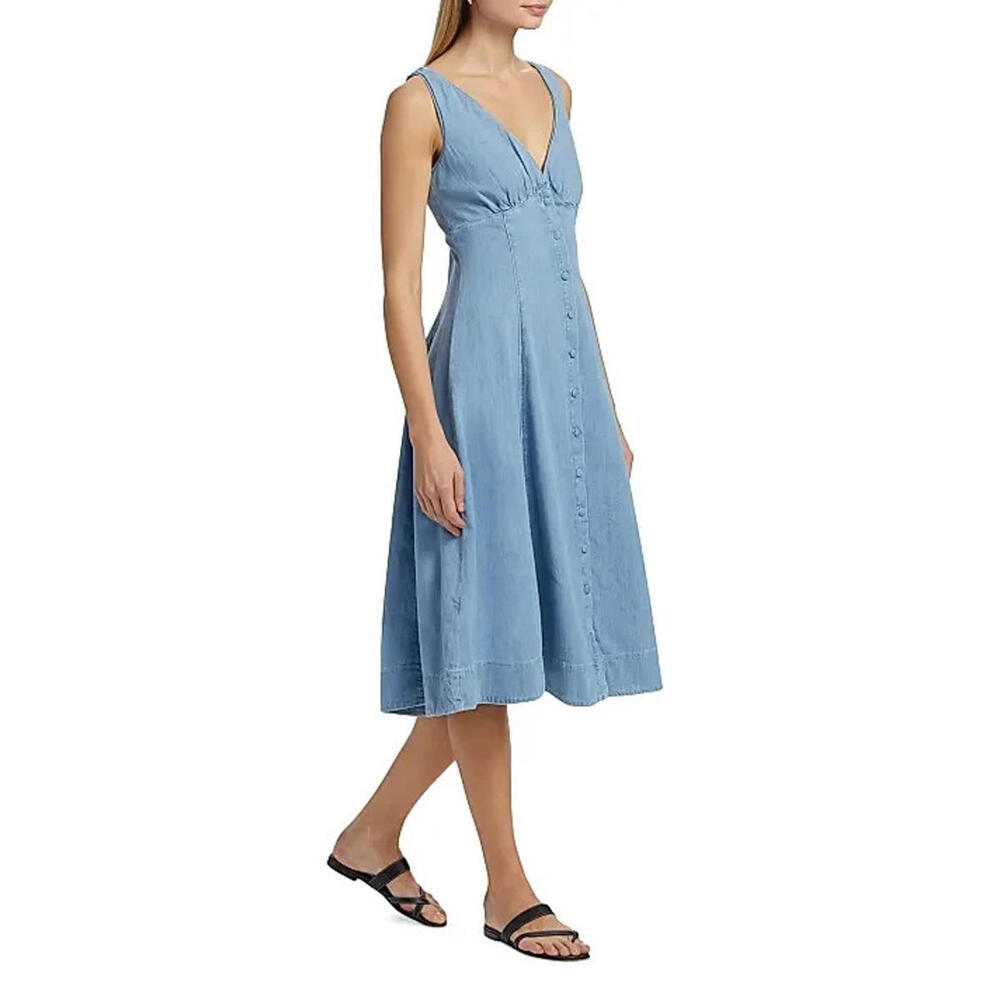 NEW, REFORMATION Sebastien Denim Midi Dress Size 4 #MD818 - Picture 4 of 12